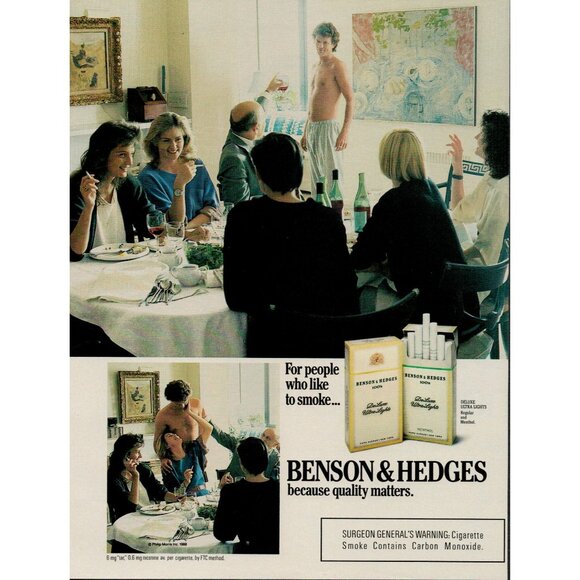 Benson & Hedges Ultra Light Cigarettes 1988 Vintage Print Ad (L15) - Picture 1 of 3